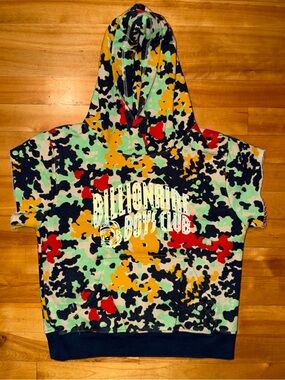 Billionaire Boys Club Multi Camo Short Sleeve Hoodie - Green, Yellow, Navy, Red